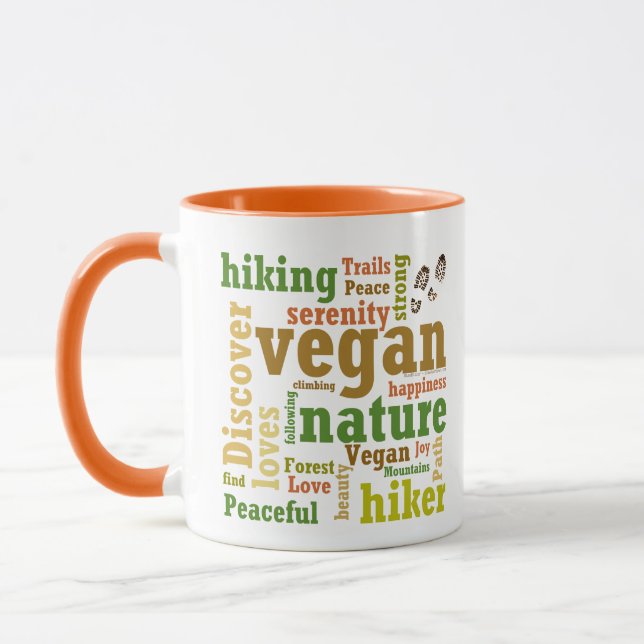 Vegan Hiker Hiking Word Cloud  Mug (Left)
