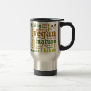 Vegan Hiker Hiking Word Cloud Travel Mug