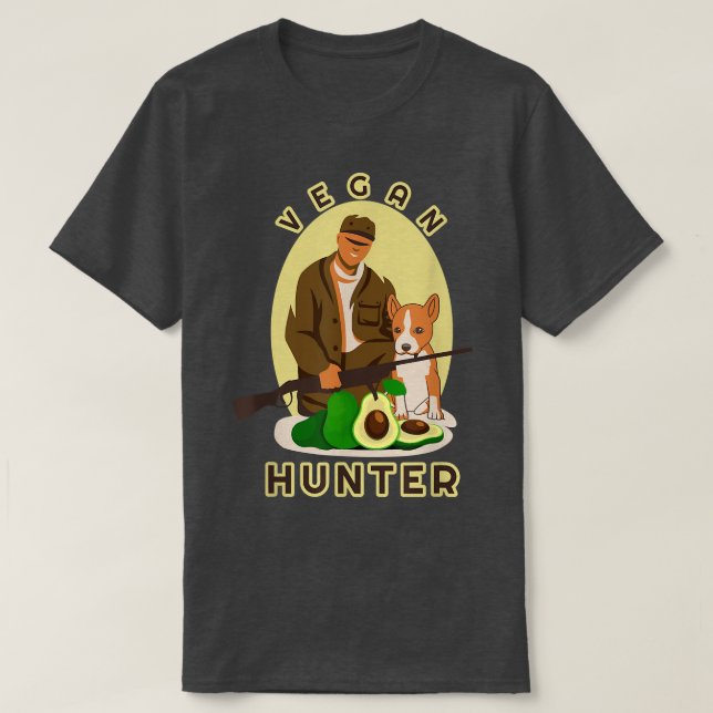 Vegan Hunter  Vegetarian can Hunting Funny Meme  T-Shirt (Design Front)