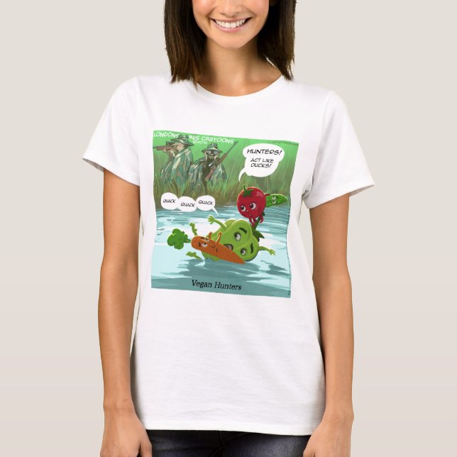 Vegan Hunters Funny T-Shirt (Front)
