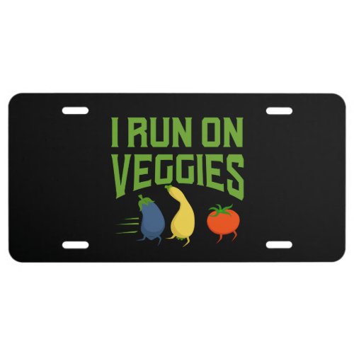 Vegan _ I Run On Veggies License Plate