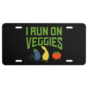 Vegan - I Run On Veggies License Plate