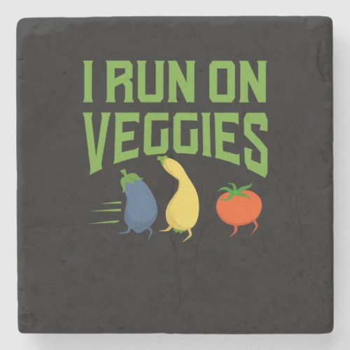 Vegan _ I Run On Veggies Stone Coaster