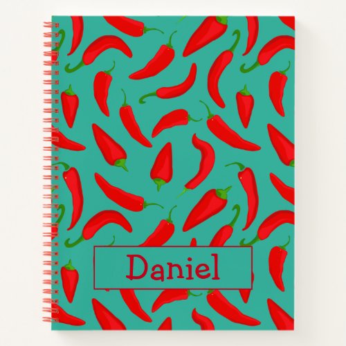 Vegan Inspired Red Chilli Pepper Print Notebook