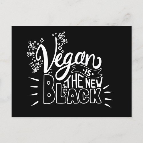 Vegan is the New Black Fun Hand Lettering Text Postcard