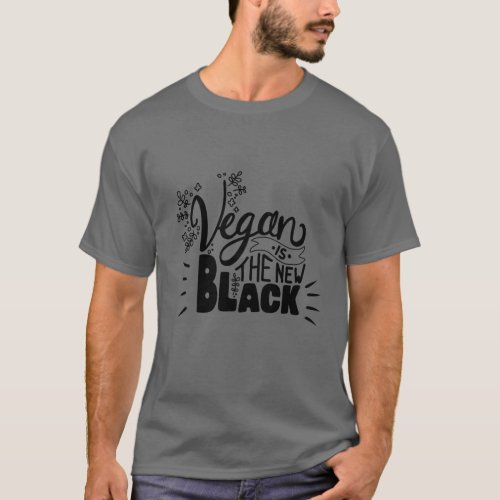 Vegan is the New Black Fun Lettering Grey   T_Shirt