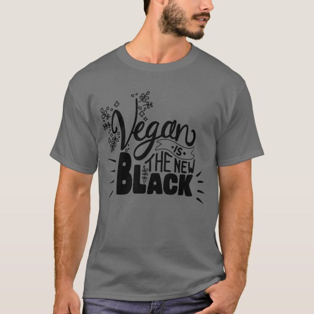 Vegan is the New Black Fun Lettering Grey T-Shirt (Front)