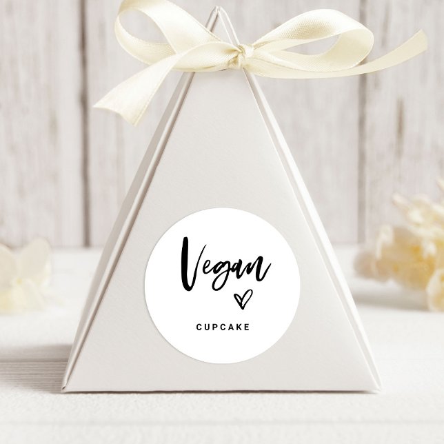Vegan Item | Modern Casual Script and Heart Favor Classic Round Sticker (Creator Uploaded)