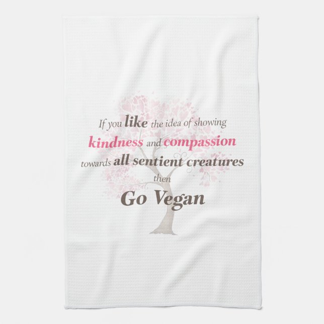Vegan Kindness and Compassion Kitchen Towel (Vertical)