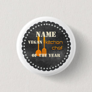 Vegan Kitchen Chef Cook Cooking Hobby Year Button