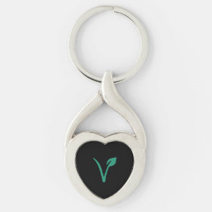 Vegan leaf symbol keychain