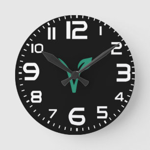 Vegan leaf symbol round clock