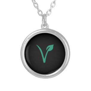 Vegan leaf symbol silver plated necklace
