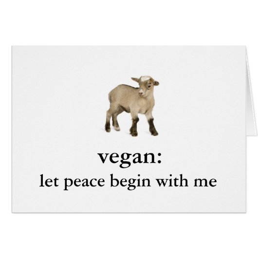 vegan: let peace begin with me (baby goat) NOTECRD (Front Horizontal)