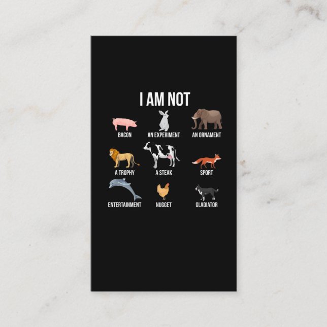 Vegan Life Statement Rescue Animal Rights Veggie Business Card (Front)
