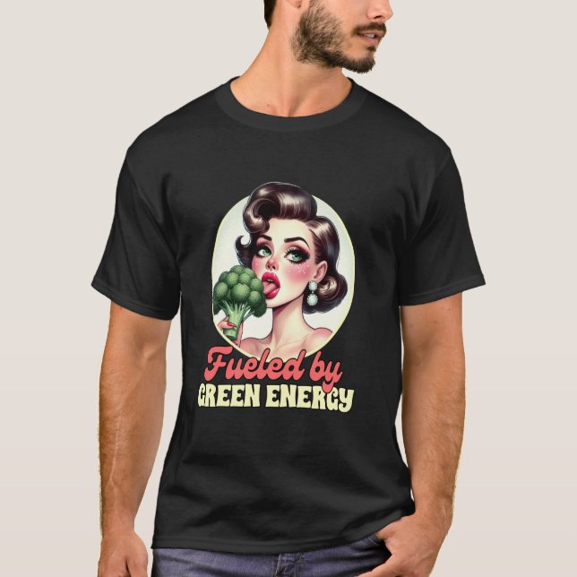 Vegan Life Vegetarian Broccoli Veggie Fueled By Gr T-Shirt (Front)