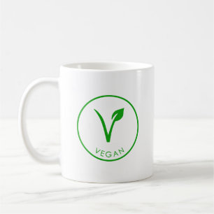 Vegan Logo Green Vegan Label Vegan Symbol Coffee Mug