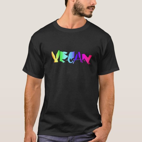 VEGAN LOGO RAINBOW ON MEN'S DARK TEE