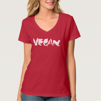 VEGAN LOGO WHT WOMEN'S RED V TEE