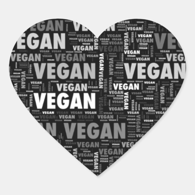 Vegan love heart design sticker (Front)