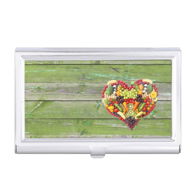 Vegan Love my heart Business Card Holder (Front)