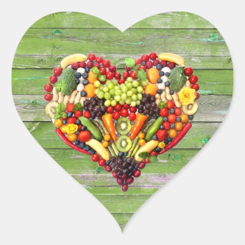 VEGAN LOVE _  your Heart Green Wood Heart Sticker