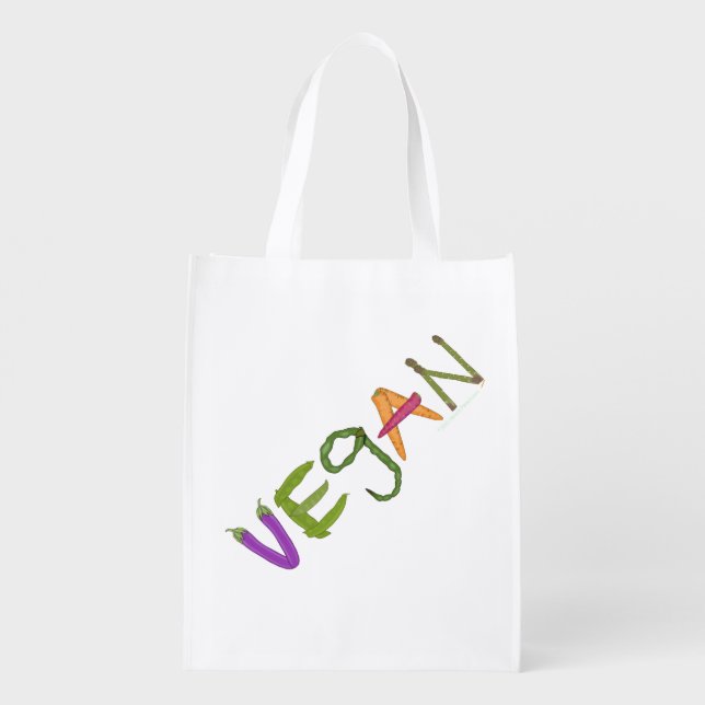Vegan Made By Vegetables Reusable Grocery Bag (Back)