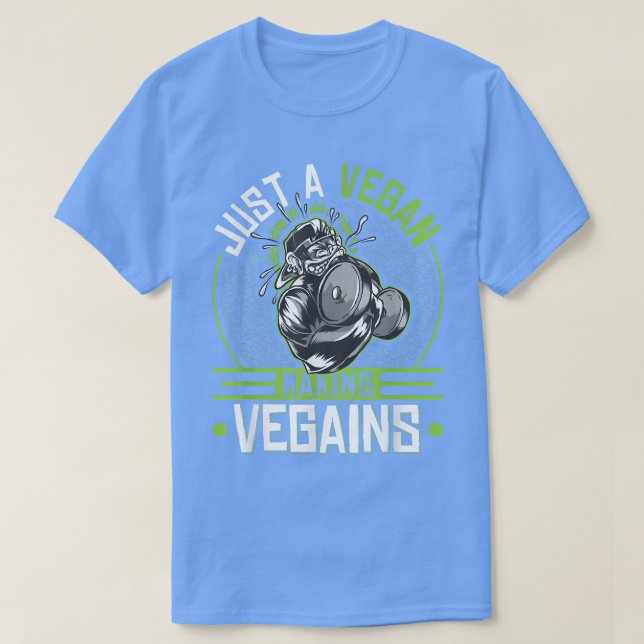 Vegan Making Vegains, Vegetarian Fitness Bodybuild T-Shirt (Design Front)