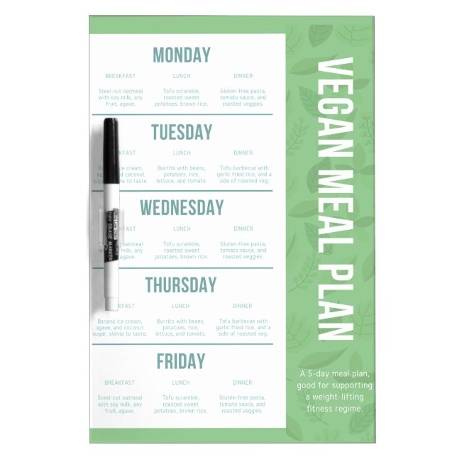 Vegan Meal Planner Dry Erase Board (Front)