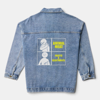 Vegan Meme Humorous Vegetarian Food Diet Denim Jacket