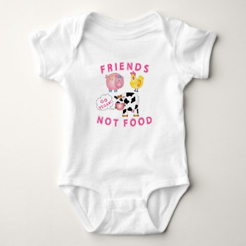 Vegan Messaged Baby Clothes _ Friends Not Food Baby Bodysuit