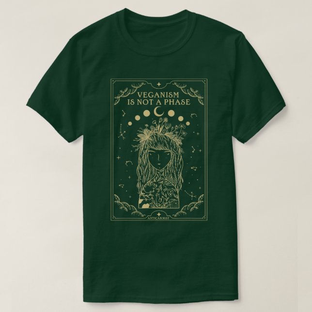 Vegan Metal Veganism Is Not a Phase Tarot Card Veg T-Shirt (Design Front)
