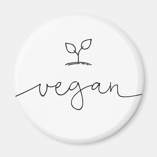 Vegan Minimalistic Custom Background Color Magnet (Front)