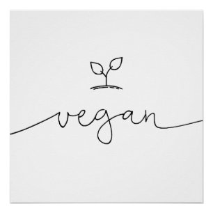 Vegan Minimalistic Custom Background Color Poster