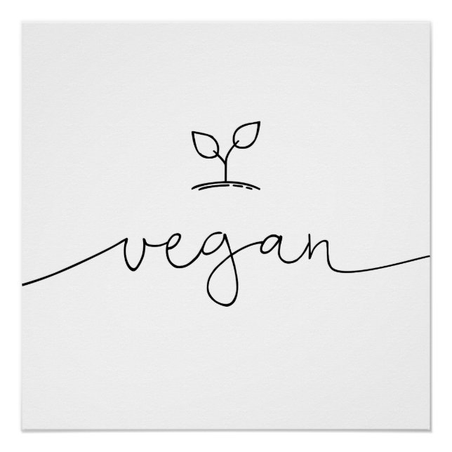 Vegan Minimalistic Custom Background Color Poster (Front)