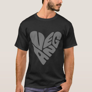 Vegan Modern Text Big Grey Heart Simple Design T-Shirt