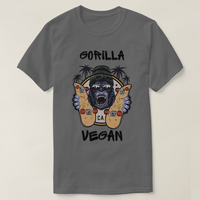 Vegan Muscle Gym Vegan Lifestyle Gorilla 1 T-Shirt (Design Front)
