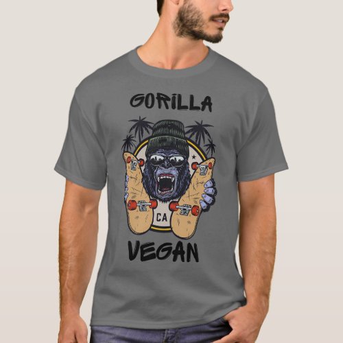 Vegan Muscle Gym Vegan Lifestyle Gorilla 1 T_Shirt