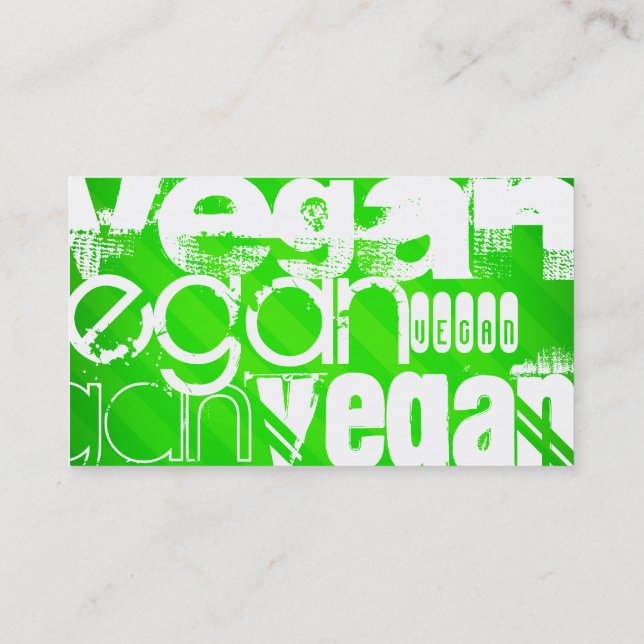Vegan; Neon Green Stripes Business Card (Back)