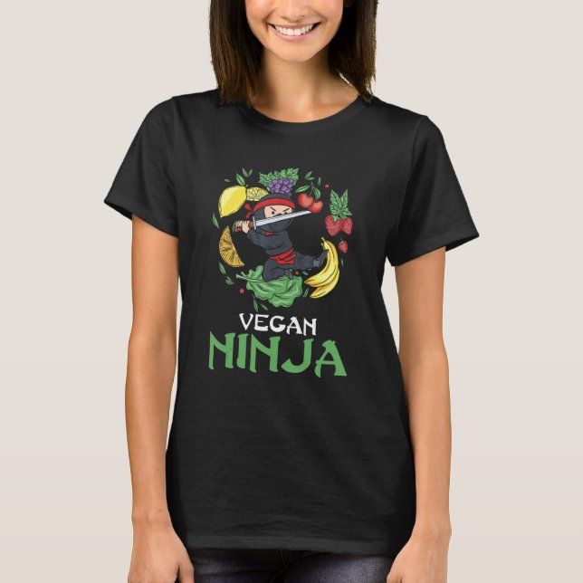 Vegan Ninja Veggie Food Lover Veganism World Veget T-Shirt (Front)