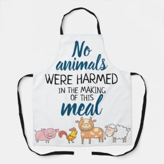 Vegan No Animals were harmed cute cartoon animal Apron
