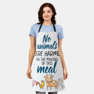 Vegan No Animals were harmed cute cartoon animal Apron