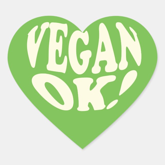 Vegan OK green Heart Sticker (Front)