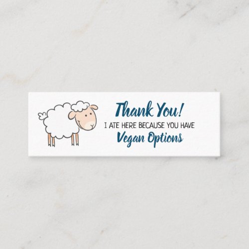 Vegan option thank you restaurant outreach mini business card