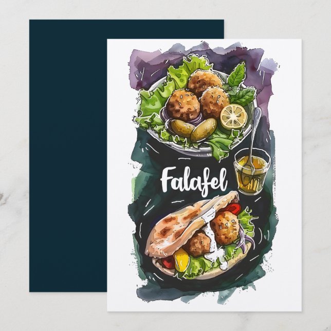 Vegan Organic Falafel Platter Rich Arabia Flavors Invitation (Front/Back)