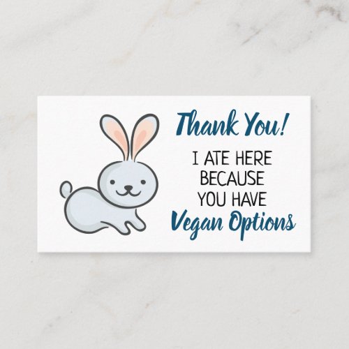 Vegan outreach restaurant thank you business card