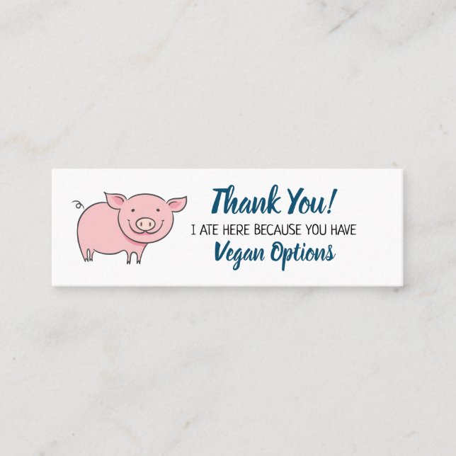 Vegan outreach restaurant thank you mini business card (Front)
