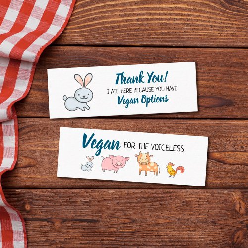 Vegan outreach restaurant thank you mini business card