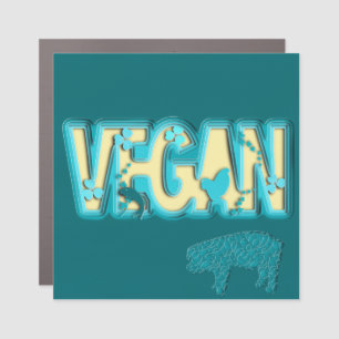 Vegan paper cut-out car magnet