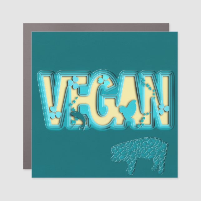 Vegan paper cut-out car magnet (Front)